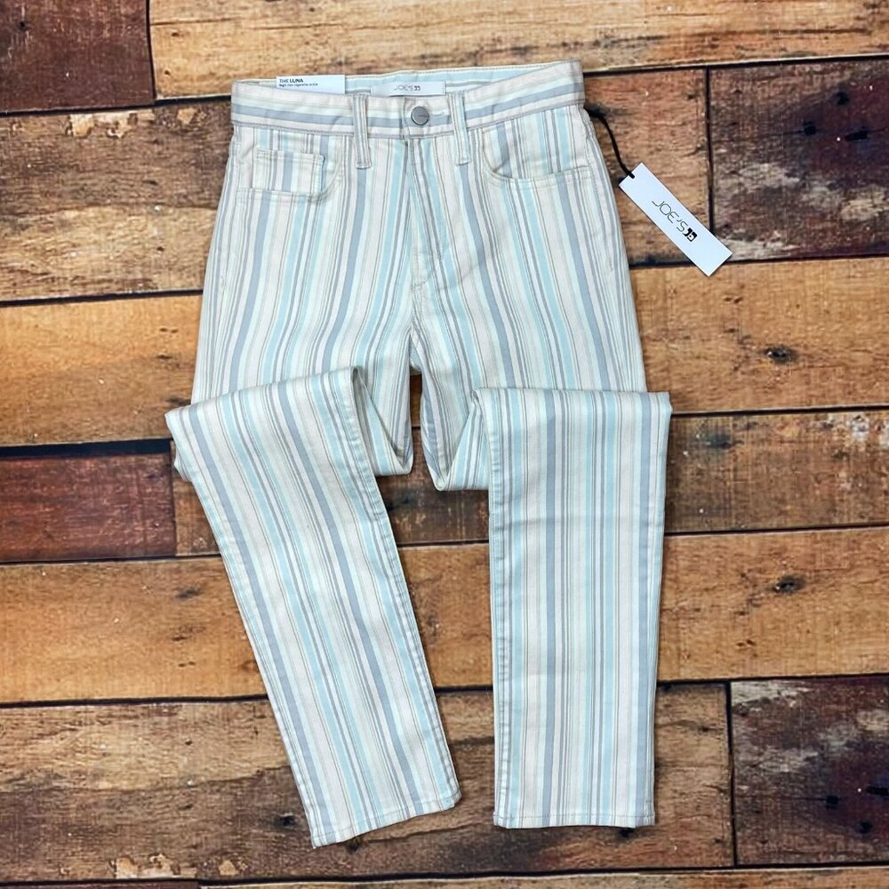 Joes Jeans The Luna High Rise Cigarette Size 25 Candy Striped Pas Tapered Ankle